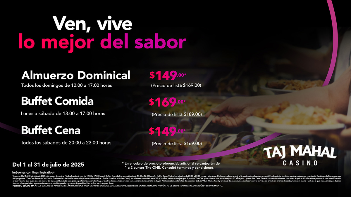 Disfruta tu Buffet ahora a precio preferencial