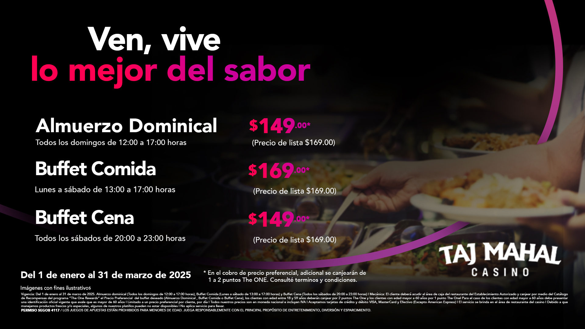 Disfruta tu Buffet ahora a precio preferencial